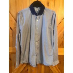Express Mens Blue /Striped LS Button Up Shirt Size XL 17-17.5 extra Slim Fit (32